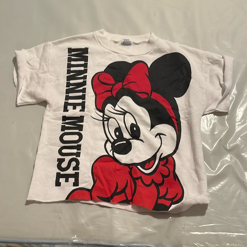 vintage 80s minnie mouse cut off sweatshirt